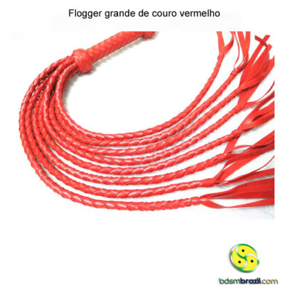 Flogger grande de couro vermelho - Image 2