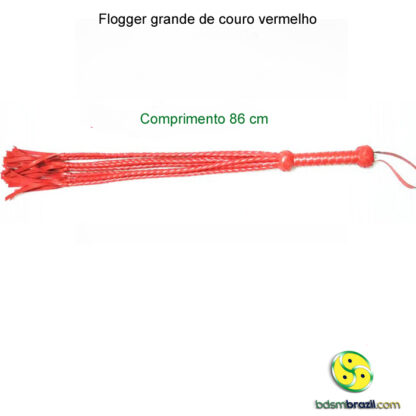 Flogger grande de couro vermelho - Image 3