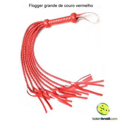 Flogger grande de couro vermelho - Image 4