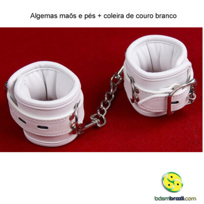 Algemas maõs e pés + coleira de couro branco - Image 2