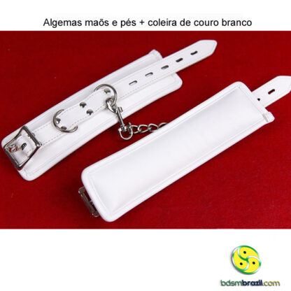 Algemas maõs e pés + coleira de couro branco - Image 3