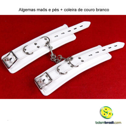 Algemas maõs e pés + coleira de couro branco - Image 5