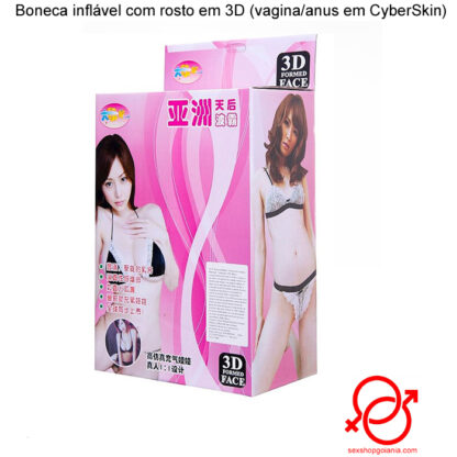 Boneca inflável com rosto em 3D (vagina/anus em CyberSkin)