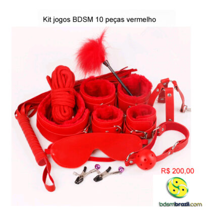 Kit jogos BDSM 10 peças vermelho