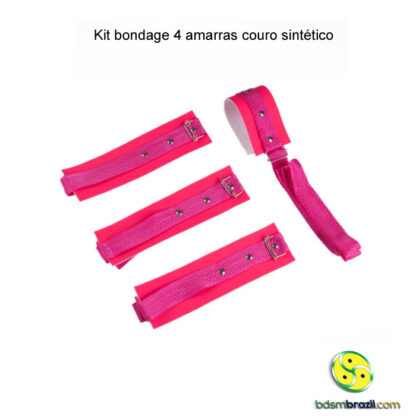 Kit bondage 4 amarras couro sintético