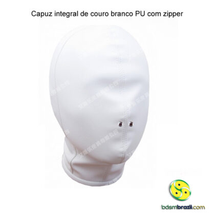 Capuz integral de couro branco PU com zipper