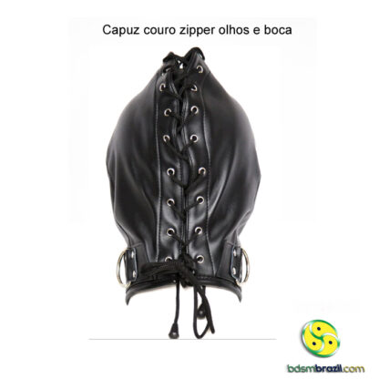 Capuz couro zipper olhos e boca - Image 3