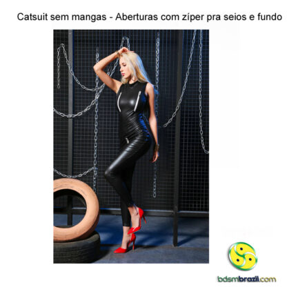 Catsuit sem mangas - Aberturas com zíper pra seios e fundo - Image 2