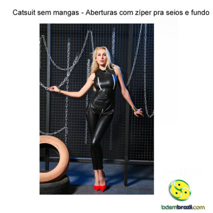 Catsuit sem mangas - Aberturas com zíper pra seios e fundo - Image 4