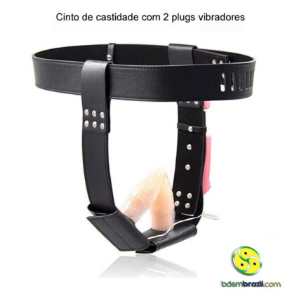 Cinto de castidade feminina com 2 plugs vibradores - Image 4