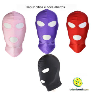 Capuz olhos e boca abertos