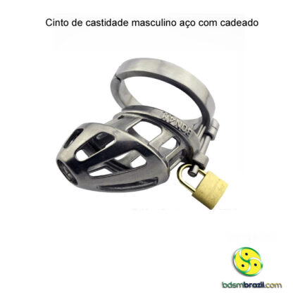 Cinto de castidade masculino aço com cadeado - Image 4