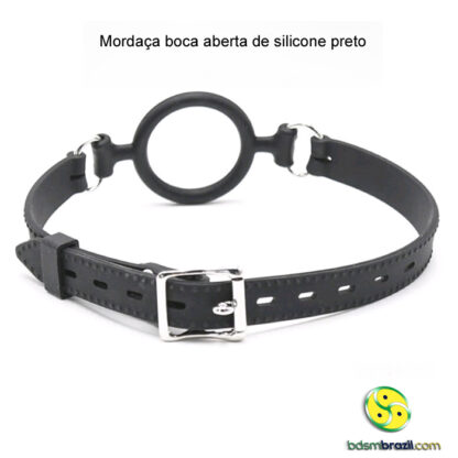 Mordaça boca aberta de silicone preto - Image 3