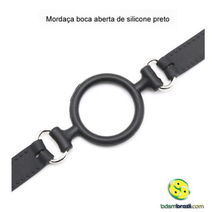 Mordaça boca aberta de silicone preto - Image 5