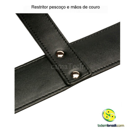 Restritor pescoço e mãos de couro com cadeado - Image 6