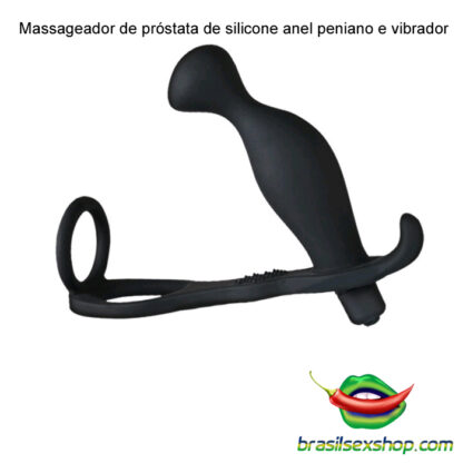 Massageador de próstata de silicone anel peniano e vibrador - Image 2