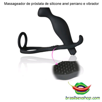 Massageador de próstata de silicone anel peniano e vibrador - Image 3