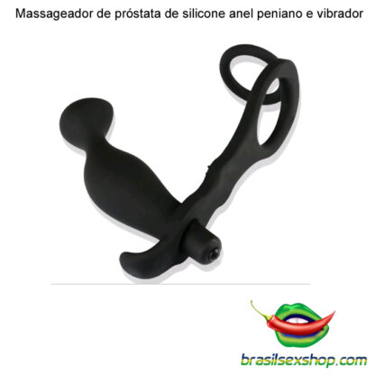 Massageador de próstata de silicone anel peniano e vibrador - Image 5