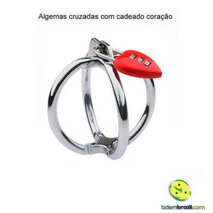 Algemas cruzadas com cadeado coração