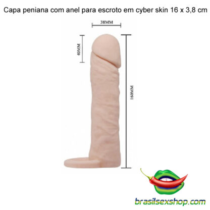 Capa peniana com anel para escroto em cyber skin 16 x 3,8 cm - Image 2