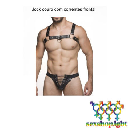 Jock couro com correntes frontal