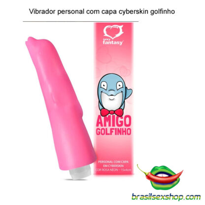 Vibrador personal com capa cyberskin golfinho