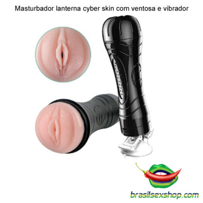 Masturbador lanterna cyber skin com ventosa e vibrador - Image 2