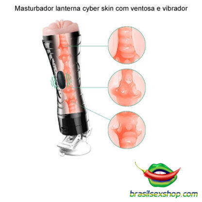 Masturbador lanterna cyber skin com ventosa e vibrador - Image 3