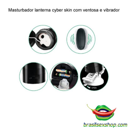 Masturbador lanterna cyber skin com ventosa e vibrador - Image 4