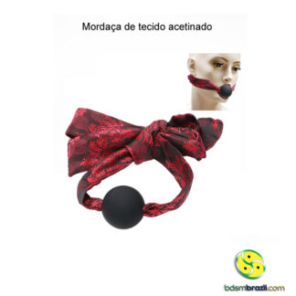 Mordaça de tecido acetinado