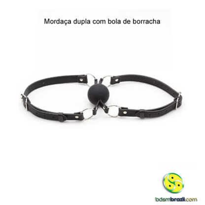 Mordaça dupla com bola de borracha - Image 2