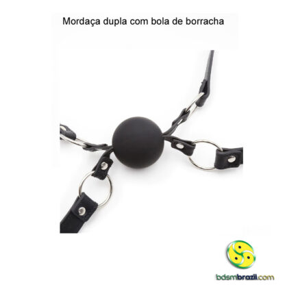 Mordaça dupla com bola de borracha - Image 4