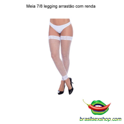 Meia 7/8 legging arrastão com renda - Image 2