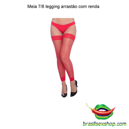 Meia 7/8 legging arrastão com renda - Image 4