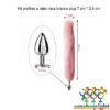 Kit orelhas e rabo rosa branco plug 7 cm * 2,8 cm