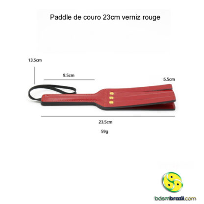 Paddle de couro 23cm verniz rouge - Image 4