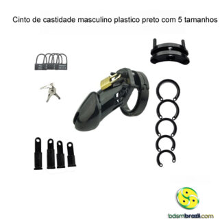 Cinto de castidade masculino plastico preto com 5 tamanhos