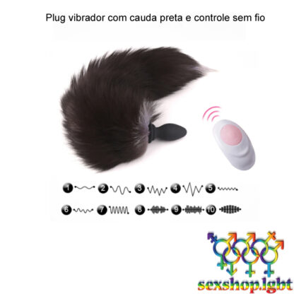 Plug vibrador com cauda preta e controle sem fio - Image 2