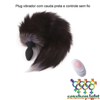 Plug vibrador com cauda preta e controle sem fio - Image 3