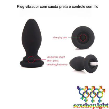 Plug vibrador com cauda preta e controle sem fio - Image 4