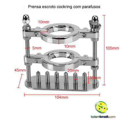 Prensa escroto cockring com parafusos