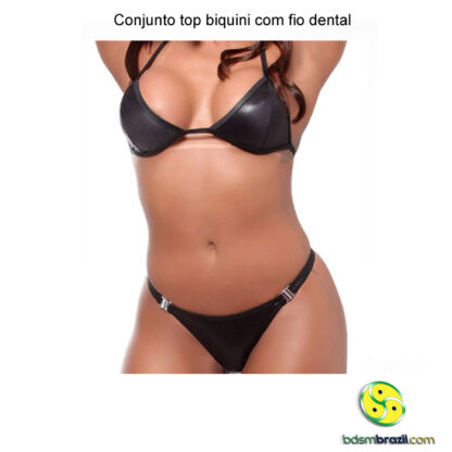 Conjunto top biquini com fio dental