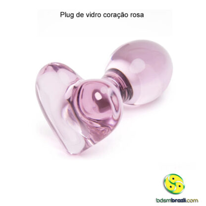 Plug de vidro coração rosa