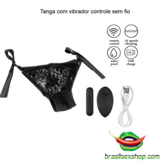 Tanga com vibrador controle sem fio