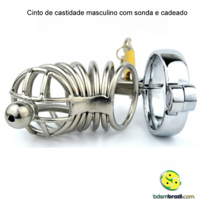 Cinto de castidade masculino com sonda e cadeado - Image 2