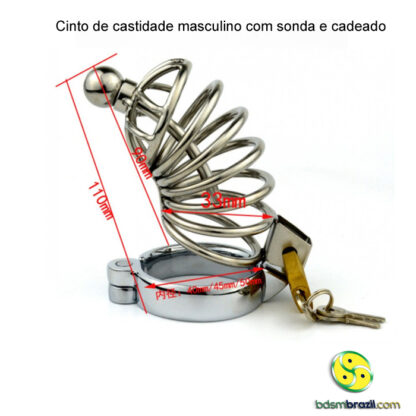 Cinto de castidade masculino com sonda e cadeado - Image 5