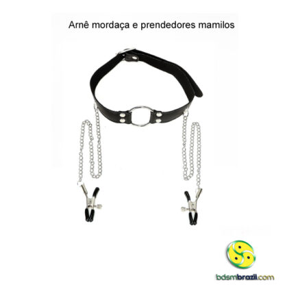 Arnê mordaça e prendedores mamilos - Image 5