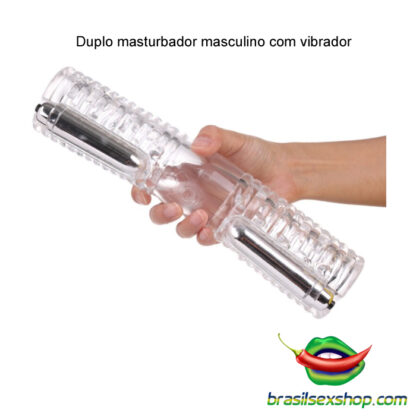 Duplo masturbador masculino com vibrador - Image 3