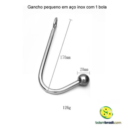 Gancho pequeno em aço inox com 1 bola