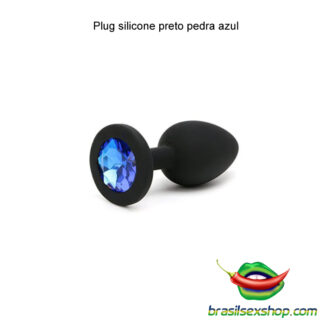 Plug silicone preto pedra azul